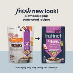 Instinct Raw Boost Mixers : ingrédients lapin fermier affichés.
