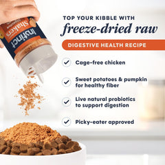 Instinct Raw Boost Shakers, saupoudré sur croquettes, ajout de goût et fibres utiles.