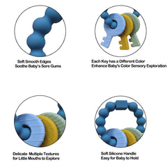 Intatikoo colorful keys encourage visual curiosity during teething play.