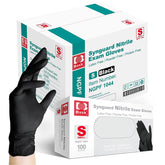 Intco Basic Medical BLACK nitrile gloves box front view for quick exam readiness