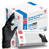 Intco Basic Medical black nitrile gloves packaging showing 5 mil durability