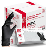 Intco Basic Medical Black Nitrile Gloves pack-front view for reliable protection.