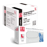 Intco Basic Medical blue nitrile gloves, front box, latex-free and powder-free for sensitive skin.