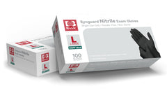 Intco Basic Medical Black Nitrile Gloves 5 mil texture closeup shows grip and durability.