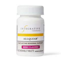 AllQlear bottle front with berry flavored chewables for seasonal immune support.