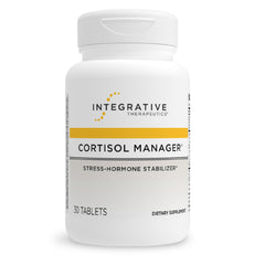 Integrative Therapeutics Cortisol Manager bottle front, stress support visual.