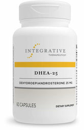Integrative Therapeutics DHEA-25 bottle front view, vegan and gluten-free capsules for daily support