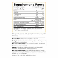 Close-up of Integrative Therapeutics Iron Complex label highlighting gluten-free and dairy-free features.