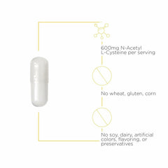 Integrative Therapeutics NAC label details show gluten-free and dairy-free ingredients