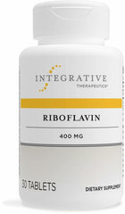 Integrative Therapeutics Riboflavin bottle front shows gluten-free and dairy-free energy support.