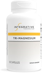 Integrative Therapeutics Tri-Magnesium bottle and capsules illustrating energy support