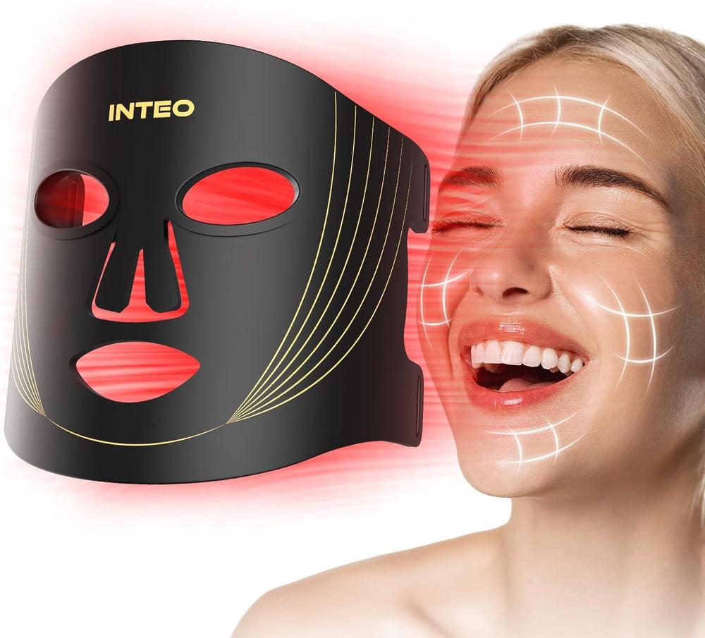 INTEO red light mask front view for at-home skincare sessions