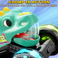 Intoypad Green Dino Monster Truck press and go action speeds up crawling and walking