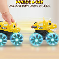 Intoypad press-and-go dino car for toddlers to crawl and push