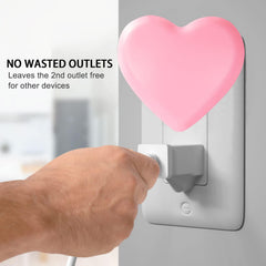 INZU wall plug design fits outlets without blocking the second socket
