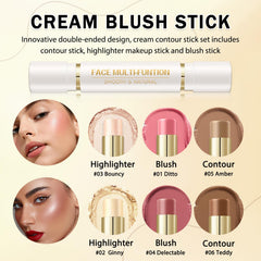 IONSGAKO blush stick in rosy tones adds healthy color to cheeks.