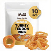 IPaw Turkey Tendon small braided chew close-up showing texture and chewability.