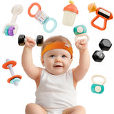 iPlay iLearn baby first gym rattle set with dumbbells promotes early sensory exploration