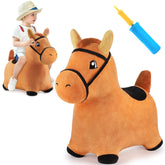 iplay ilearn brown hopping horse front view showing plush and safe design for toddler play
