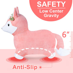 iplay ilearn hopping fox soft plush surface minimizes friction on delicate skin.