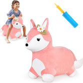 iplay ilearn hopping fox front view, plush ride-on for indoor and outdoor play.