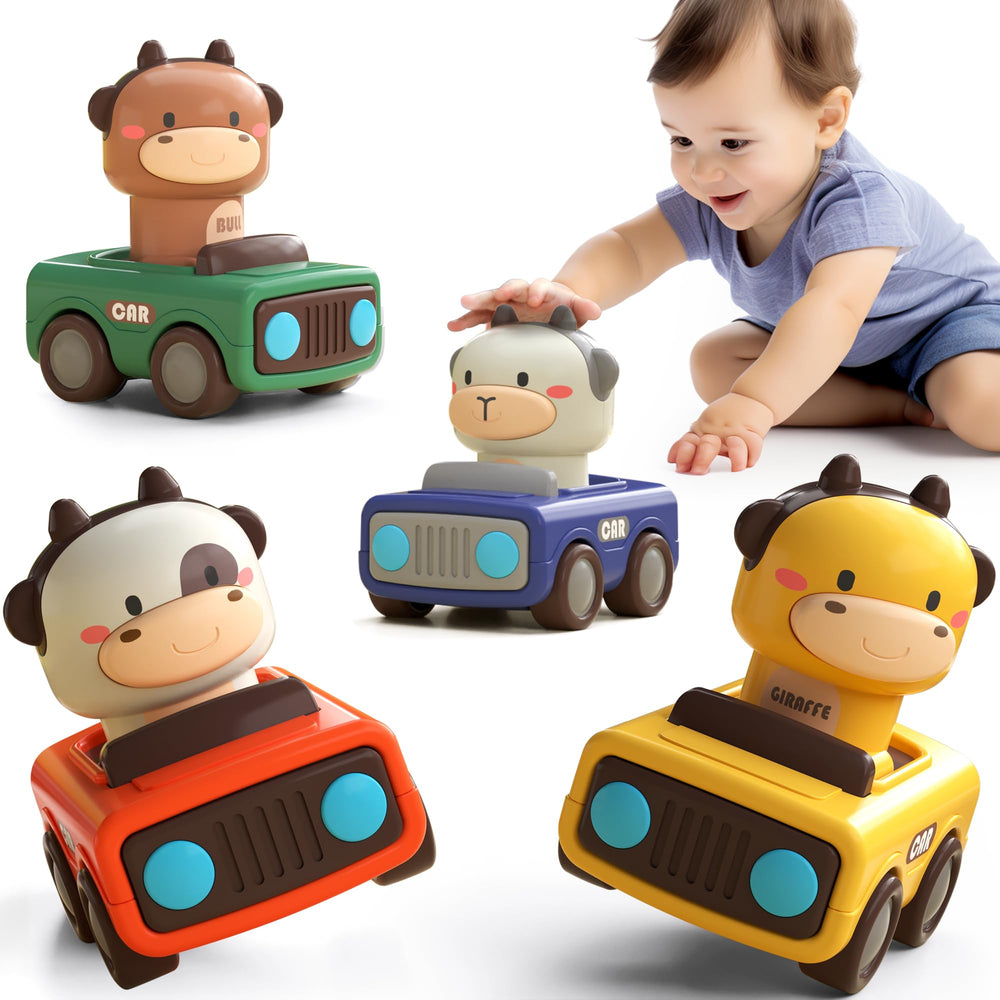 iplay press-to-go car front view, safe battery-free play for toddlers