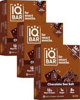 IQBAR Clean Plant Protein Bar Chocolate Sea Salt front view showing clean-label nutrition