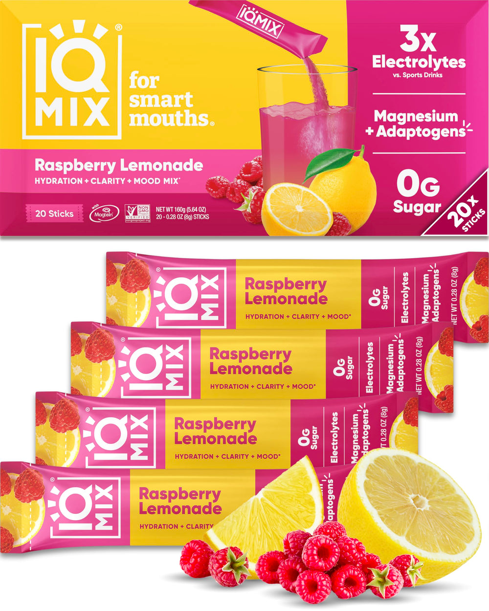 IQMIX hydration packet Raspberry Lemonade for sugar-free hydration