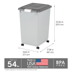 IRIS USA built-in scoop storage in lid with a 2-cup scoop for serving.
