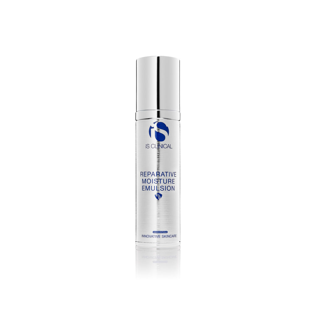 iS CLINICAL Reparative Moisture Emulsion bottle front view for hydrated, smooth skin