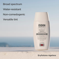 ISDIN Eryfotona Ageless SPF 50 with vitamin E for daily antioxidant protection.
