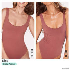 Isle of Paradise self tanning drops before and after skin.