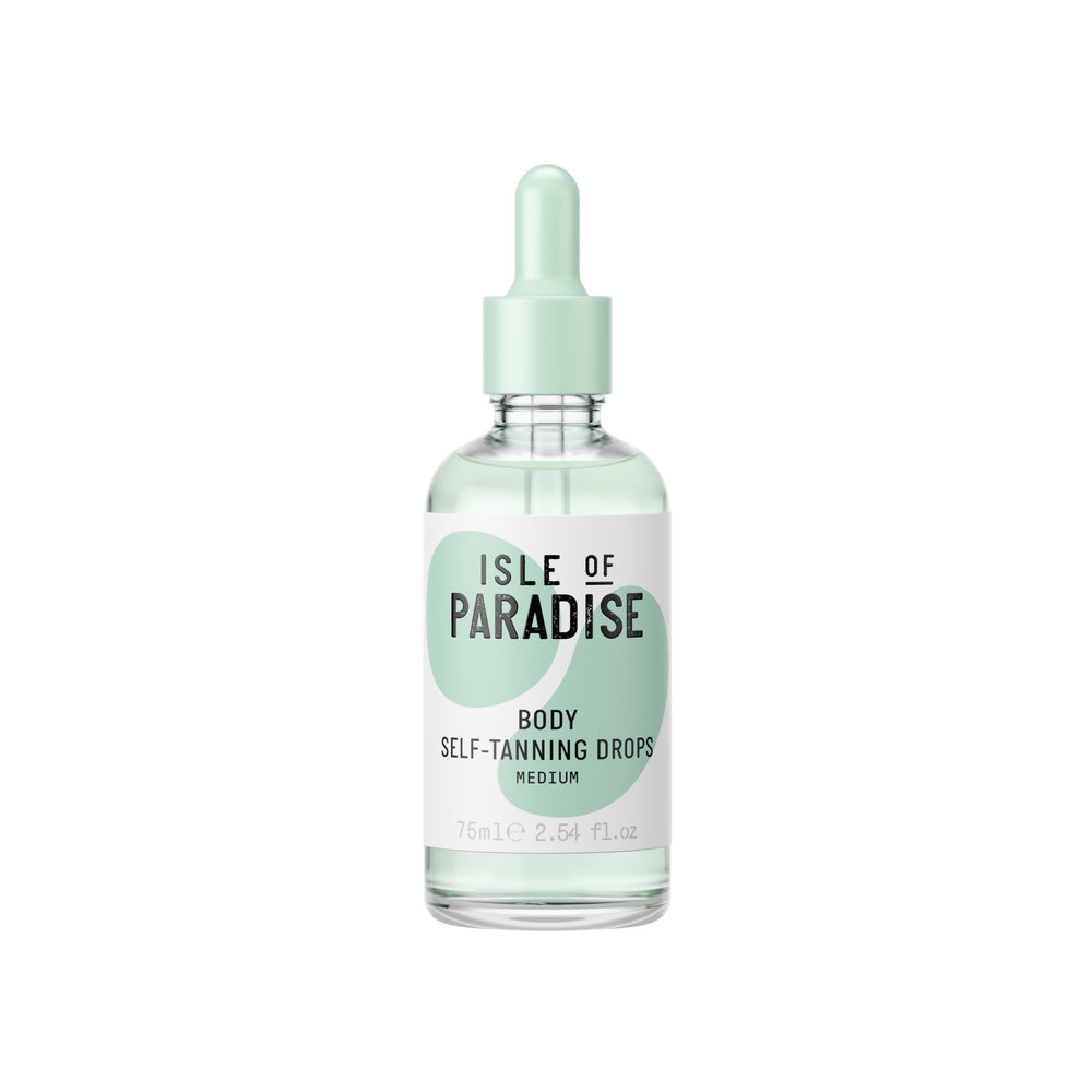 Isle of Paradise self tanning drops bottle with dropper for precise, customizable tanning.