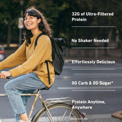 Isopure 32g whey protein isolate label emphasizes lactose-free and gluten-free benefits for sensitive diets.
