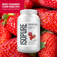Nutrition facts panel of Isopure whey isolate powder.