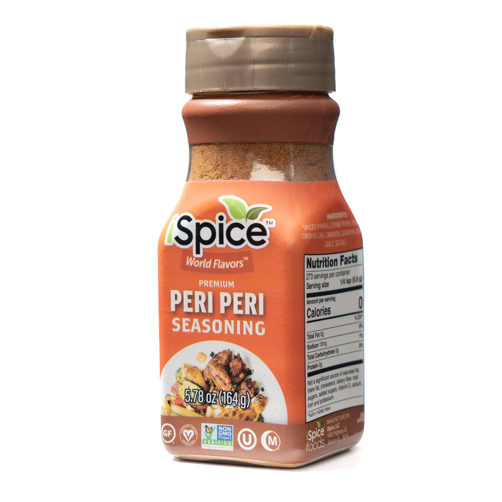 iSpice Peri Peri seasoning jar boosts bold flavor in every dish.