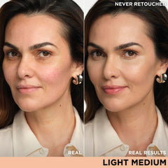 CC Plus Travel light medium swatch demonstrates color correction for skin tone