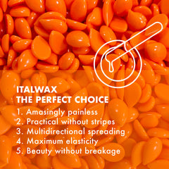 Italwax Top Line Coral wax beads designed for sensitive skin with unscented formula.