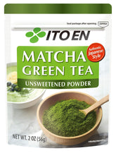 Ito En matcha powder jar closeup highlights premium green tea quality