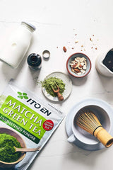 Ito En matcha powder packaging front highlights sustainable sourcing
