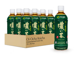 Ito En Oi Ocha Unsweetened Bold Green Tea bottle with bold flavor and no sugar.