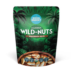 It's Good Energy Brazil Wild Nuts packaging highlights 100% wild-grown nuts for a clean snack.