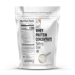 It's Just! whey protein concentrate ingredients close-up emphasizes premium purity.