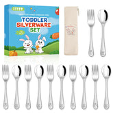ITITT 12-piece toddler utensils set full view, ideal for family meals.