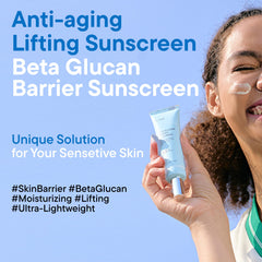 IUNIK Beta-Glucan Water Barrier sunscreen texture appears matte on skin