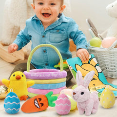 Ivenf Baby's First Easter Carrot plush with crinkle texture for sensory exploration