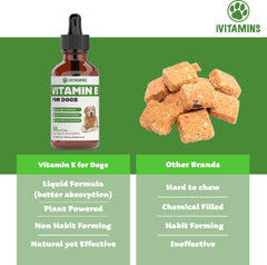 Bacon-flavored drops from iVitamins Vitamin E for Dogs for enticing administration