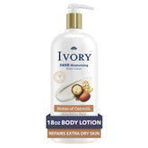 Ivory hand and body lotion texture close-up showing a smooth, non-greasy finish.