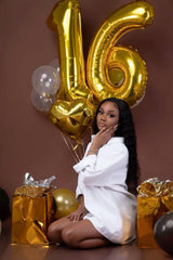 IWERP Gold Number 60 balloon with elegant, luminous finish for party decor.