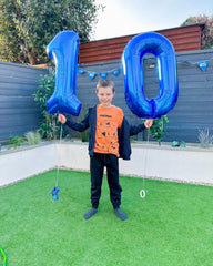 IWERP 40-inch navy blue number balloon ready for inflation.